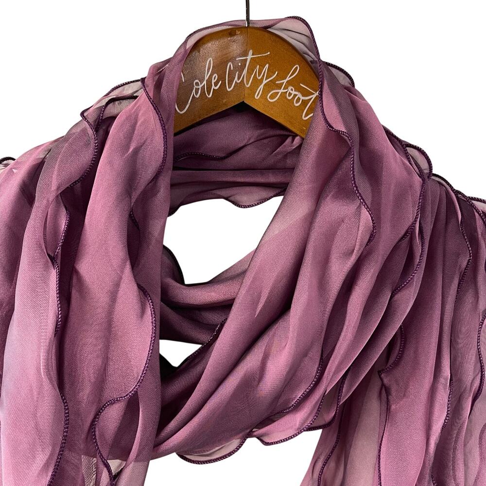 Purple Ruffle Scarf Shiny Silky One Size Christopher & Banks
